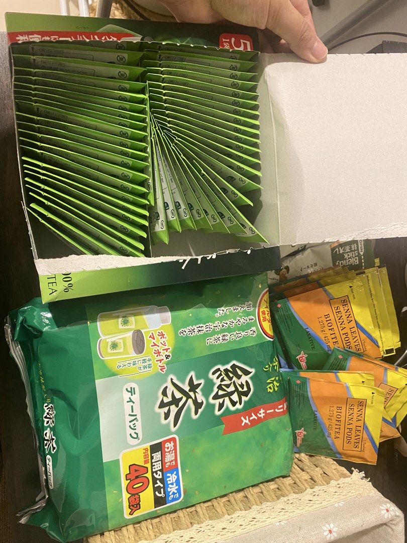 Authentic Matcha Tea bags, Blendy sticks, and Biofitea senna tea bundle (Category: Beverages) located in Makati City. Submitted by declutter_saleeeee (Listing ID 1467968892, Image 2). Description: Take all RFS: not a tea fan *Opened to just try.