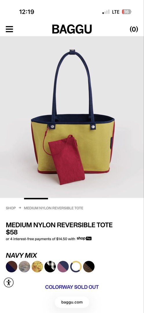 BAGGU Medium Nylon Reversible Tote Navy Mix (Category: Tote Bags) located in Manila. Submitted by mellowwear (Listing ID 1467872066, Image 2). Description: - Authentic BAGGU medium nylon reversible tote - Lightweight everyday bag with double shoulder straps - Features a secure top snap closure and interior key leash - Spacious enough to easily fit a laptop and daily essentials.