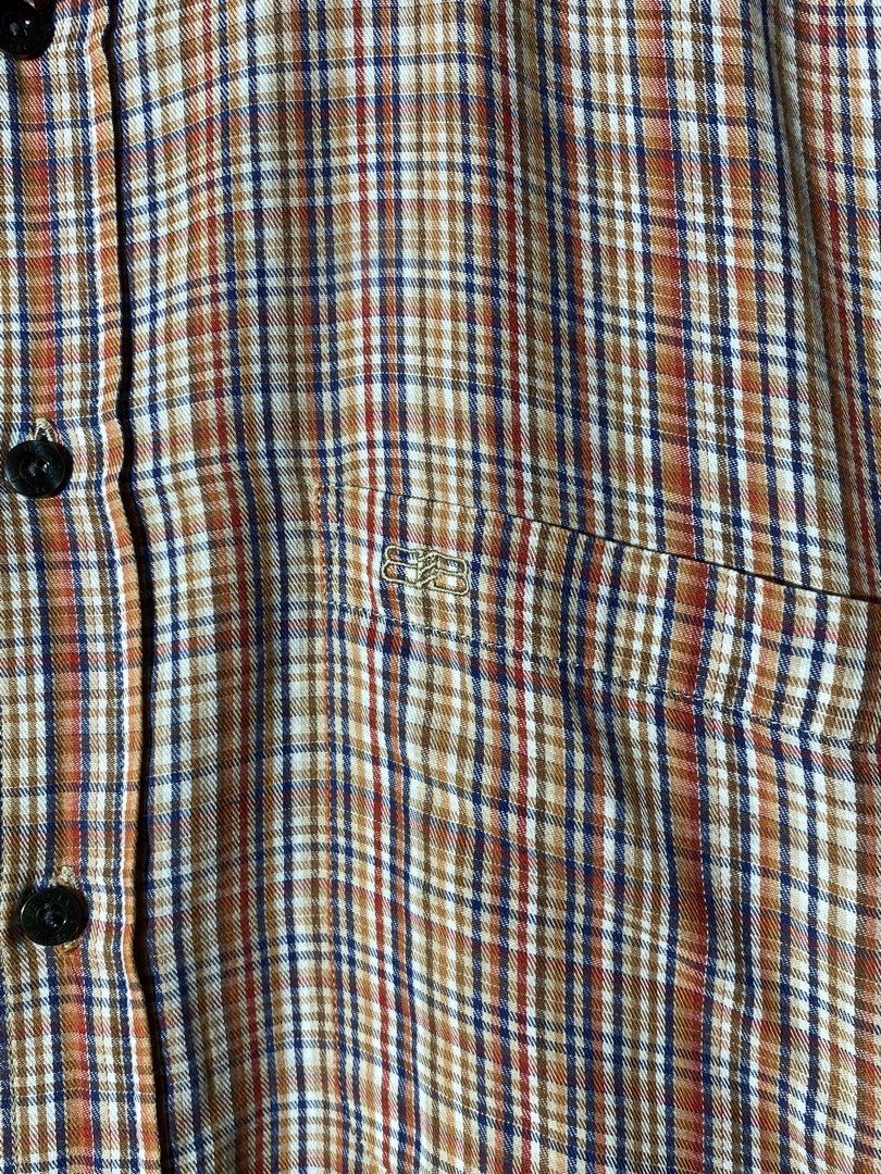 Balenciaga Plaid Button Down Shirt (Category: Longsleeves) located in Caloocan City. Submitted by rhouzze.ph (Listing ID 1467967334, Image 2). Description: Name: Balenciaga Polo Dimensions: 24 by 30 Size: Large Condition: Good Condition Issue: None.