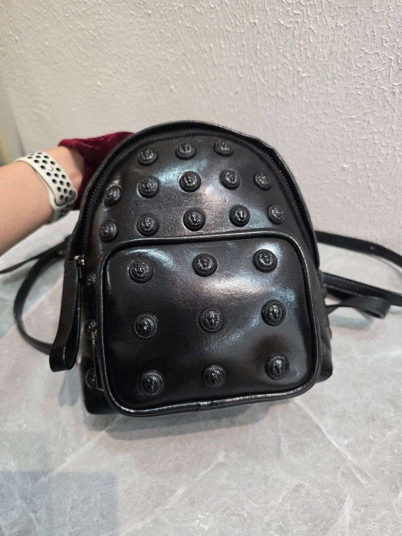 Balmain Lion Head Studded Leather Mini Backpack🎒 Authentic💯💯 (Category: Backpacks) located in Davao. Submitted by SecondhandItems97 (Listing ID 1467941289, Image 2). Description: Includes generic dustbag.