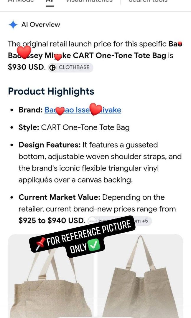 Baobao Issey Miyake Tote Bag Authentic💯💯 (Category: Tote Bags) located in Davao. Submitted by SecondhandItems97 (Listing ID 1467940408, Image 2). Description: Large size Includes generic dustbag.
