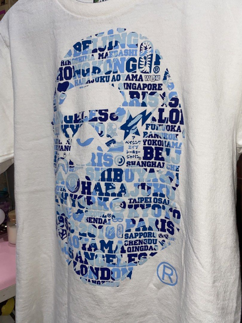 Bape XXV Cities (Category: Tshirts & Polo Shirts ) located in Quezon City. Submitted by mazonesss.clo (Listing ID 1467930430, Image 1). Description: 19x25 10/10 color rate flawless, no stains, no loose stitch and no hairlines/crack prints.