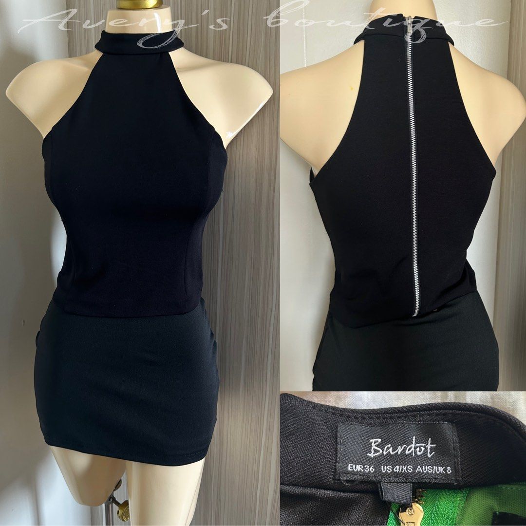 Bardot black halter top - SMALL (Category: Others Tops) located in Quezon City. Submitted by averysboutiqueonfb (Listing ID 1467910294, Image 1). Description: ‼️PRICE IS NOT NEGOTIABLE‼️ 📍Location: Munoz,Quezon city. 🧾MOP: Gcash/BDO/Maya/Maribank 🚚MOD: J&T/Lalamove Please manage expectations — this item is thrifted and has already been washed before posting. Some pieces may have minimal flaws such as washable stains,loose threads,small damages