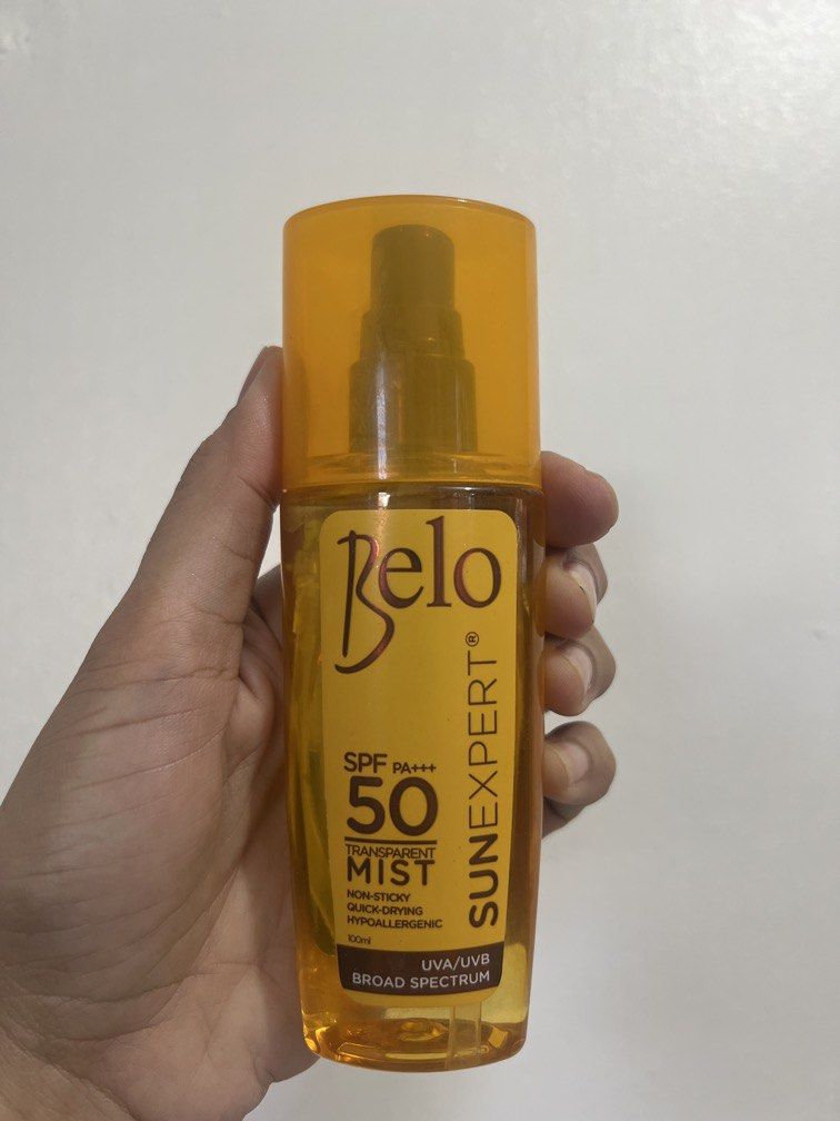Belo SPF 50 transparent mist (Category: Face Care) located in Las Pinas. Submitted by gaeley (Listing ID 1467909563, Image 1). Description: 100ml brand new.