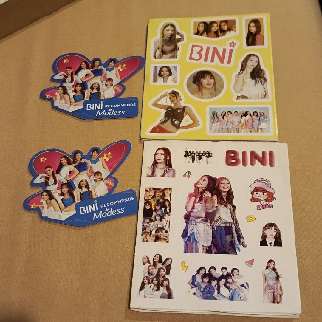 BINI BULKS Modess Official Merch Sticker Set (Category: Other Merchandise) located in Pateros City. Submitted by braydenliu03 (Listing ID 1467999131, Image 1). Description: official bini modess sticker for 30 only for all.. with free random bini fanmade stickers.