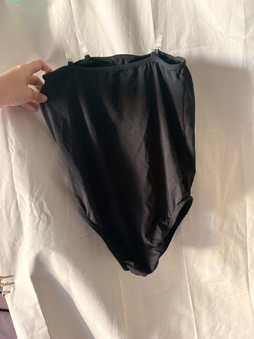 Black padded stretchable body hugging with removable transparent strap bikini bodysuit (Category: Bikinis & Swimsuits) located in Quezon City. Submitted by kaye1001 (Listing ID 1467988272, Image 3). Description: XS- small (stretchable) can fit up to medium WORN ONCE ONLY RFS- decluttering NO TO SCAMMERS/FAKE BUYERS PLS. Delivery- Lalamove/move it/maxim Payment- gcash/maribank/gotyme/maya.