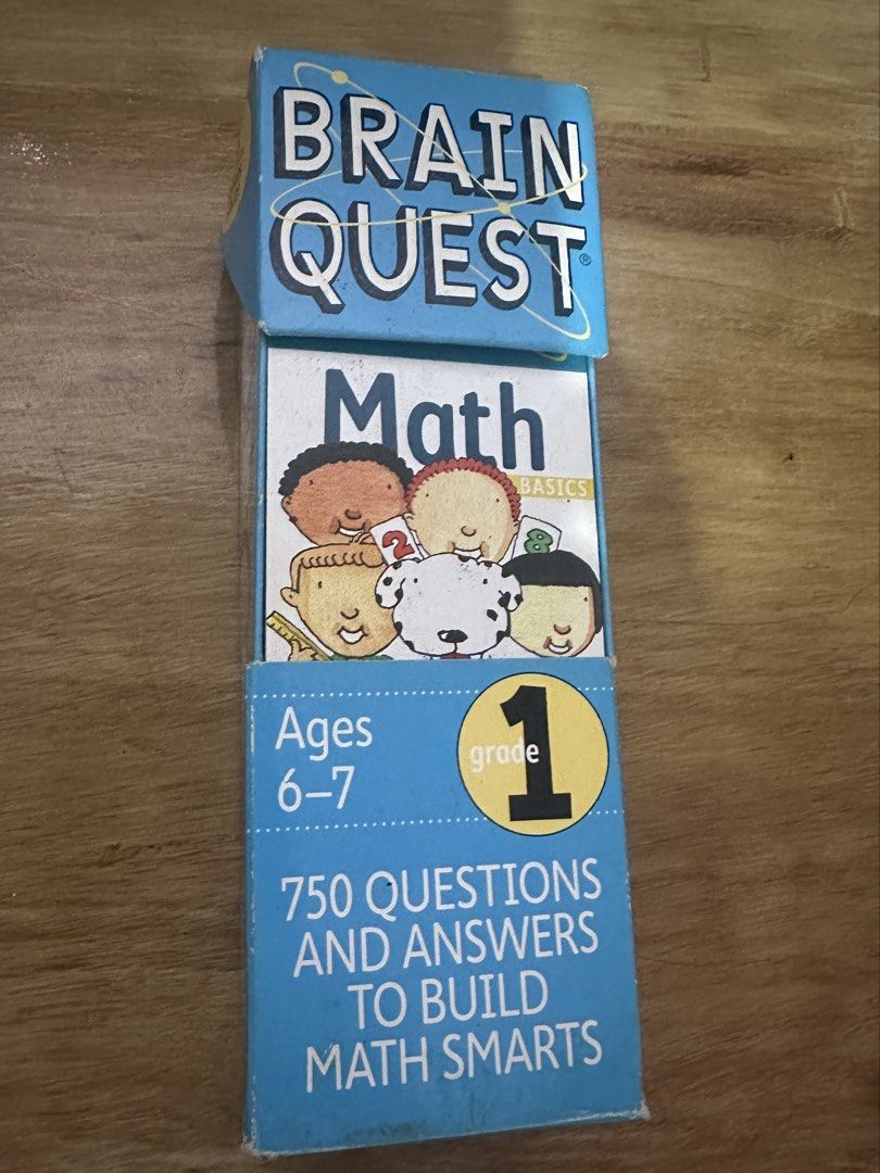 Brain Quest Math Grade 1 Ages 6-7 750 Questions (Category: Educational & Learning Toys) located in Manila. Submitted by shayne2 (Listing ID 1467923975, Image 1). Description: - Item: Brain Quest Math Deck for Grade 1 (Ages 6-7) - Content: 750 curriculum-based questions and answers split into 2 decks - Condition: Complete decks in great, usable condition; box shows minor shelf wear - Features: Portable and great for practicing math skills at home 