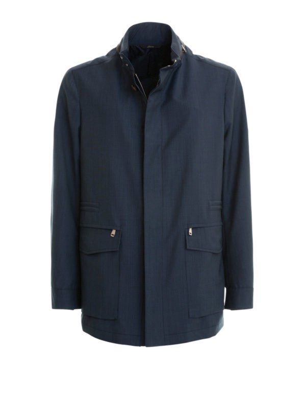Brioni - Virgin Wool Jacket (Category: Coats, Jackets and Outerwear) located in Mandaluyong City. Submitted by fellas_ph (Listing ID 1467951796, Image 1). Description: Long virgin wool jacket with stand-up collar, hidden hood, four front pockets, invisible zip and button fastening, snap cuffs, internal drawstring waist and one internal zip pocket. Excellent condition No issues Size XL 2,698 Euro Sold Price (189k+ php) 24" Width 32.5" Length 19.5"
