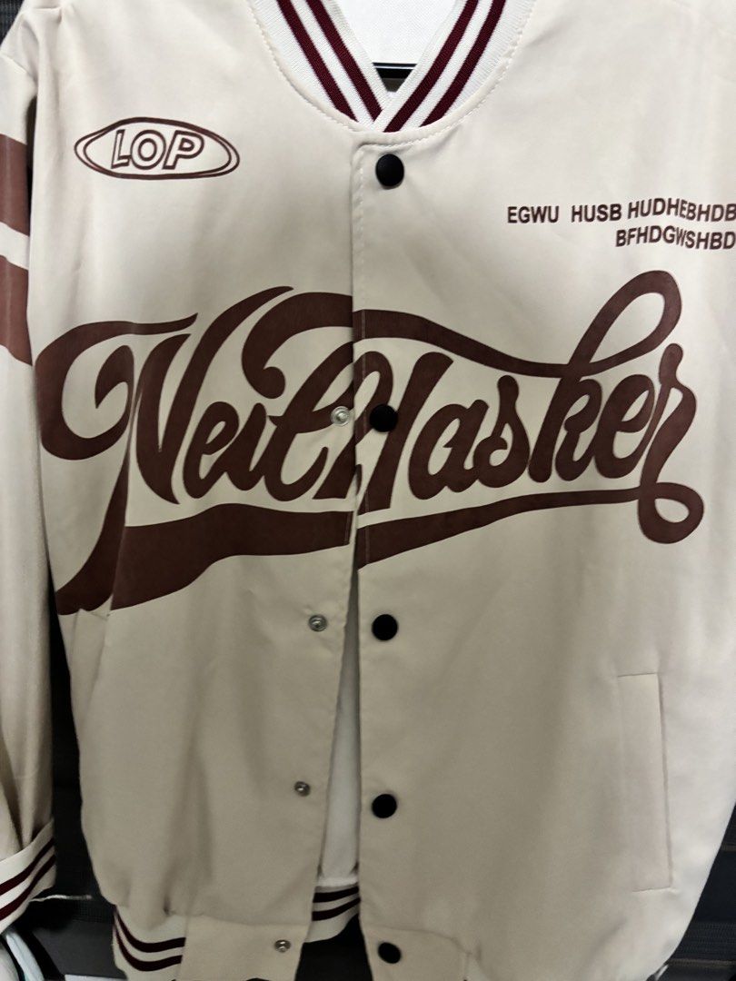 brown/beige varsity jacket (Category: Coats, Jackets and Outerwear) located in Manila. Submitted by iyahpreloved_ (Listing ID 1468017837, Image 2). Description: free size!.