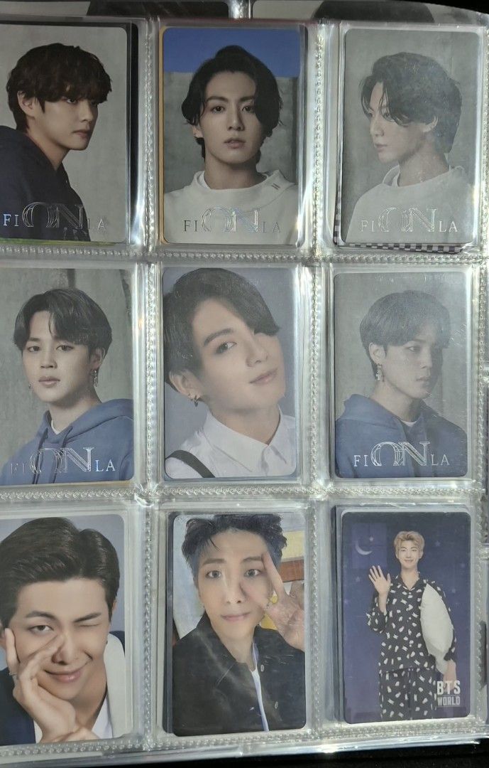 BTS PHOTOCARDS (Category: K-Wave Merchandise) located in Cavite. Submitted by 92939494959597 (Listing ID 1467924199, Image 2). Description: - Official BTS photocards featuring all members (RM, Jin, Suga, J-Hope, J, V, Jungkook) - Includes popular sets: FILA ON LA, B-Verse tuxedo, and BTS World pajama - Stored safely in binder sleeves and individual sleeves - Perfect for completing sets or starting a K-pop collection - packing fee 10php -pwede tin