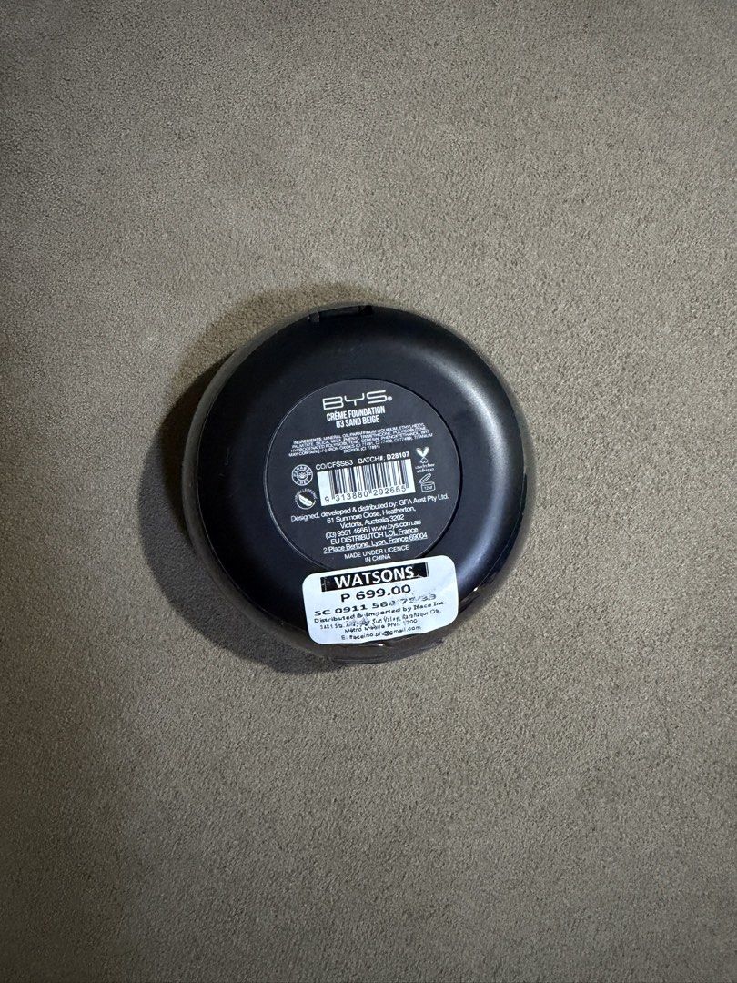 BYS Compact Creme Foundation 03 Sand Beige 10g (Category: Makeup) located in Cainta. Submitted by piattoss85 (Listing ID 1467965905, Image 2). Description: - Condition: Brand new, from Watsons (₱699 price tag intact) - RFS: not my shade.