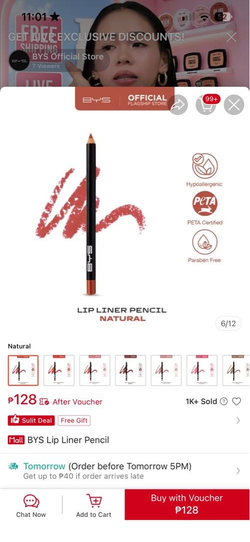 BYS Lip Liner in Natural (Category: Makeup) located in Manila. Submitted by nhycxnixx (Listing ID 1468050563, Image 2). Description: Bys Lip Liner -NATURAL shade Brand new. SRP ( tag price) 199.00.