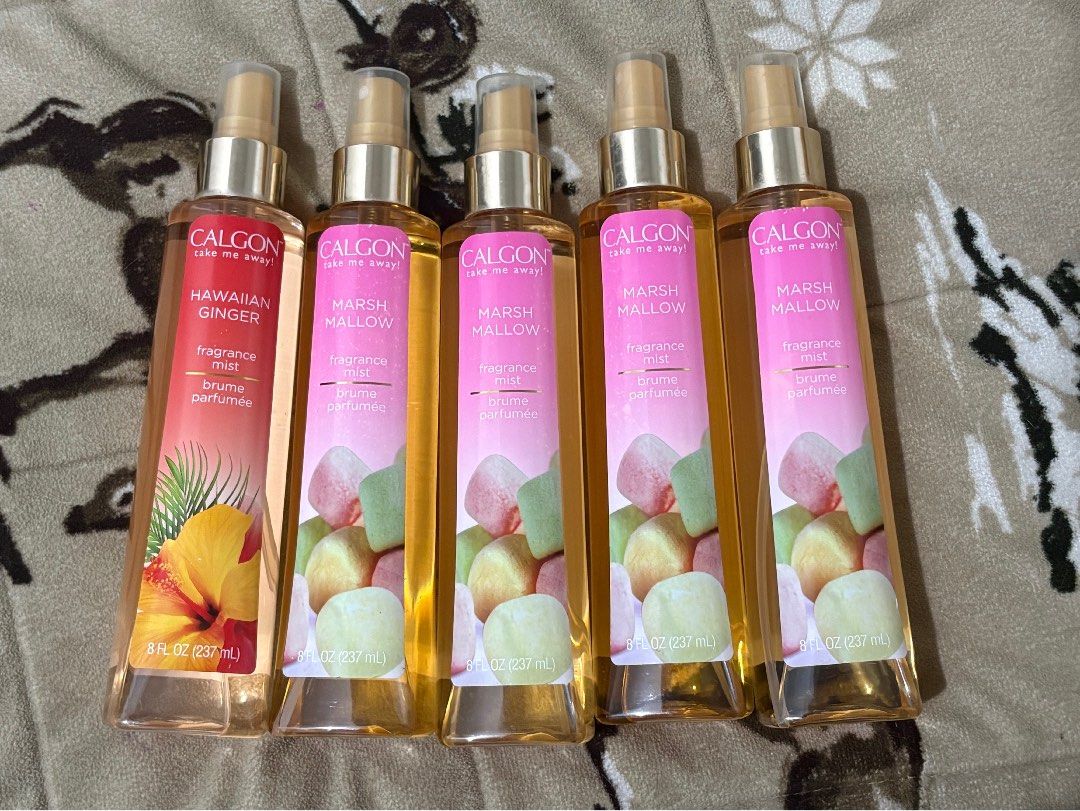 Calgon Mist - Authentic (Buy ALL for only 1,250) (Category: Fragrance & Deodorants) located in Manila. Submitted by thepurpleelephant (Listing ID 1468016134, Image 1). Description: - Bundle of 5 Calgon fragrance mists - Scents: 1x Hawaiian Ginger and 4x Marsh Mallow - Size: 8 fluid ounces / 237 milliliters per bottle - Features elegant gold spray nozzles - Great stock-up lot for everyday wear or gifts - 100% authentic and brand new.