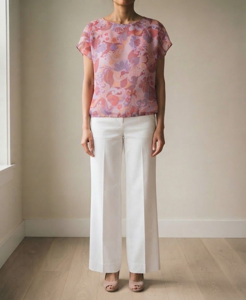 CALYPSO PASTEL PEACH PINK BLOUSE (Category: Blouses) located in Marikina City. Submitted by minimalistmanila (Listing ID 1467870127, Image 1). Description: Calypso pastel pink peach chiffon blouse. Fits medium. Order now! .