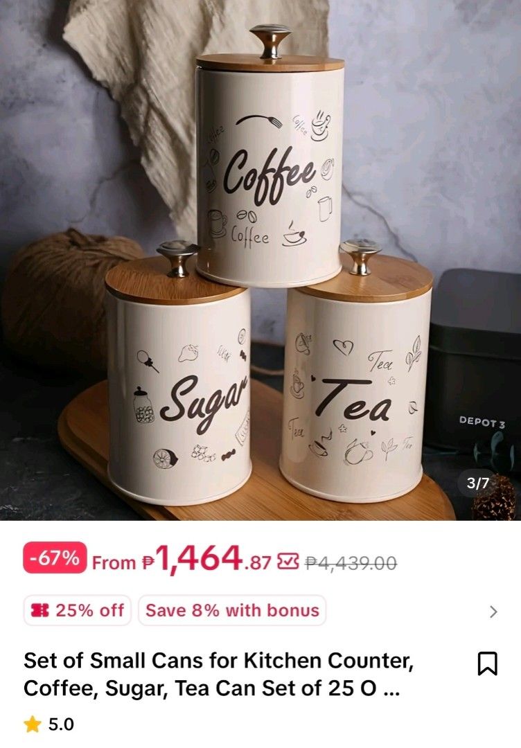 Canister Set with Wooden Lids (Category: Food Organization & Storage) located in Taguig. Submitted by apzdeclutter (Listing ID 1468032376, Image 2). Description: Message me if interested. 📩.