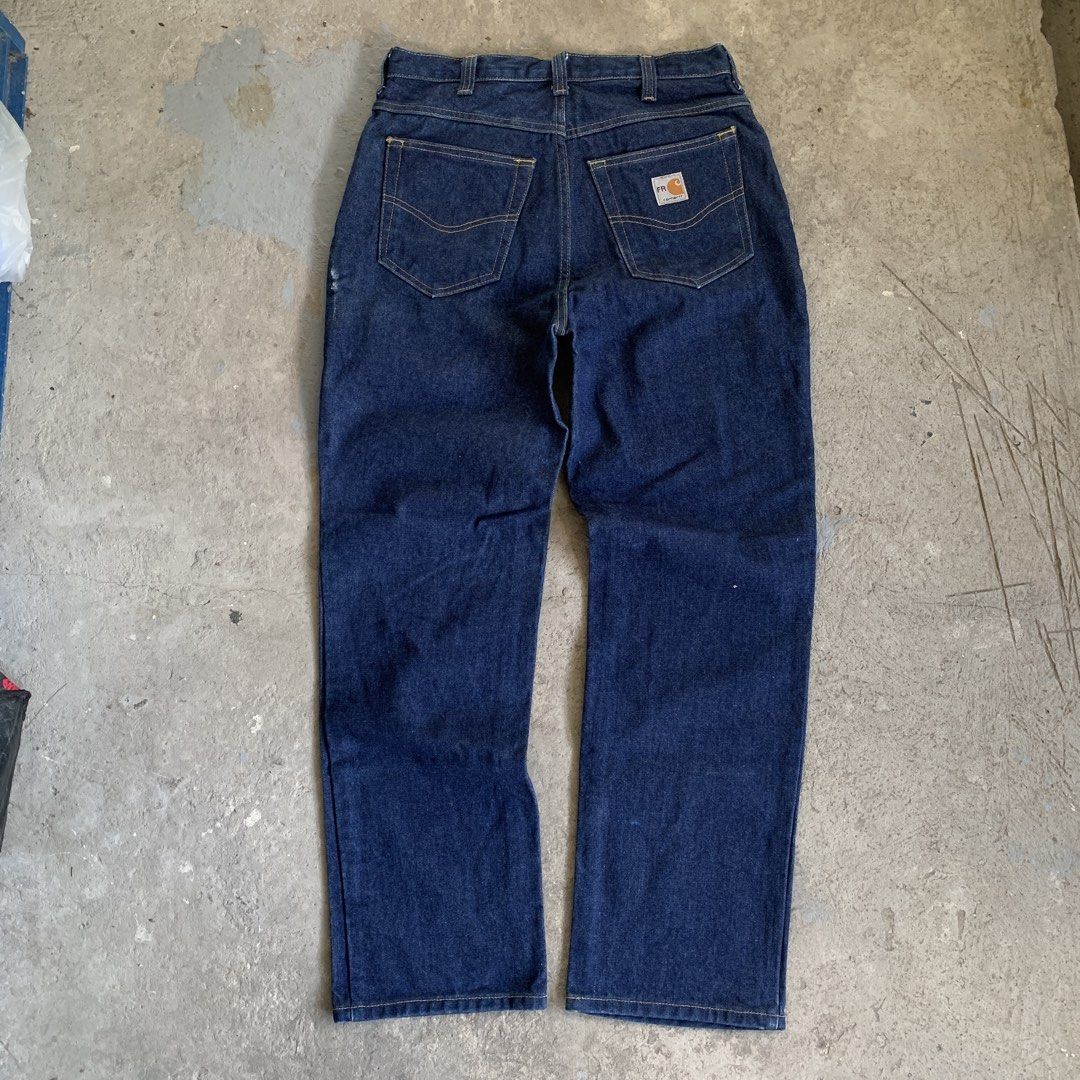 Carhartt Denim Pants (Category: Jeans) located in Manila. Submitted by egersss (Listing ID 1467896313, Image 1). Description: Carhartt FR Denim Pants - Waist 30 x Length 42 x Hem 8.5 - Good condition - Issue: hole di naman kalakihan (nasa last pic) - Location: Imus Cavite.