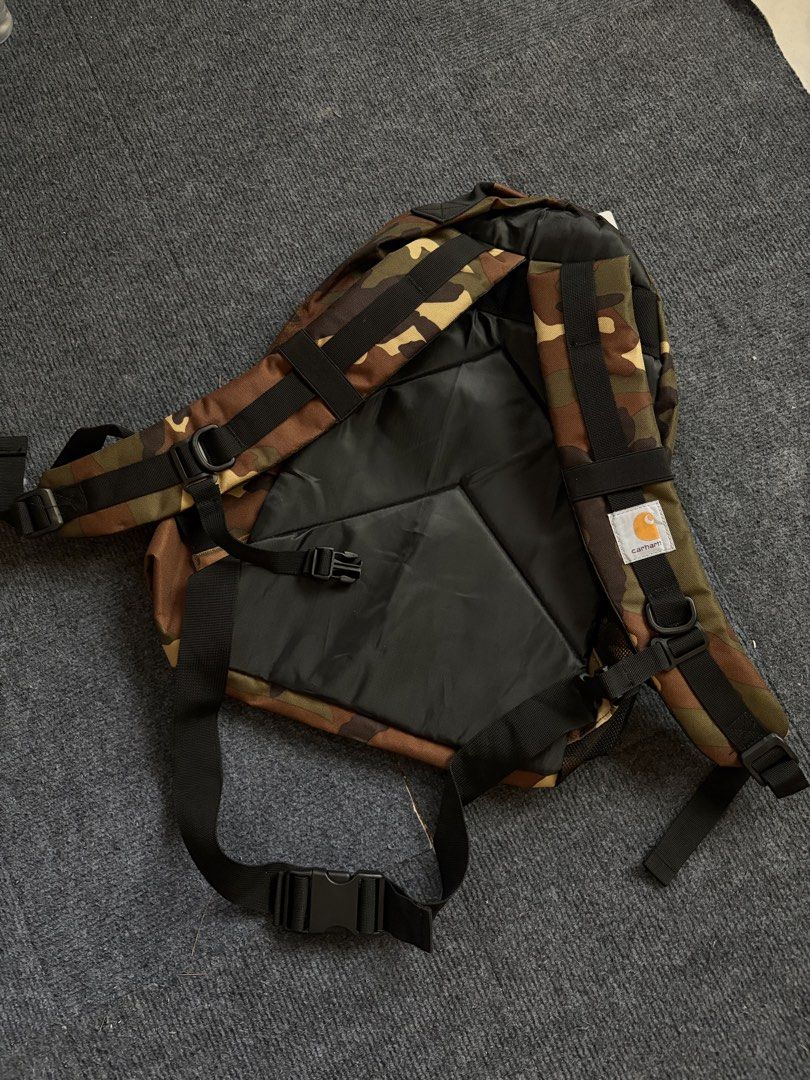 Carhartt Kickflip Camo Backpack (Category: Backpacks) located in Manila. Submitted by toys_hats005 (Listing ID 1467961343, Image 3). Description: - Brand new with original store tags attached - Authentic Carhartt Willard backpack in Cypress Camo - Made from durable, heavy-duty canvas material - Spacious main compartment with secure zipper closure - Convenient side mesh pocket for water bottles - Adjustable straps and stylish front buckle closures