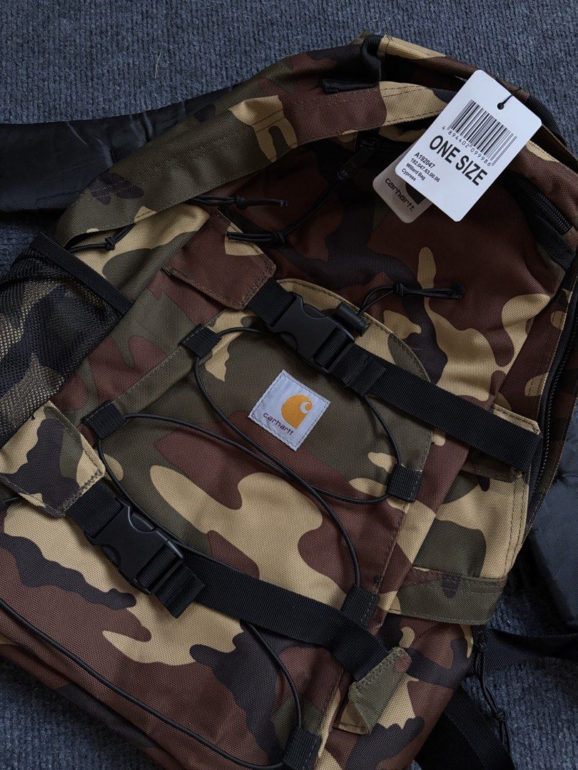 Carhartt Kickflip Camo Backpack (Category: Backpacks) located in Manila. Submitted by toys_hats005 (Listing ID 1467961343, Image 2). Description: - Brand new with original store tags attached - Authentic Carhartt Willard backpack in Cypress Camo - Made from durable, heavy-duty canvas material - Spacious main compartment with secure zipper closure - Convenient side mesh pocket for water bottles - Adjustable straps and stylish front buckle closures