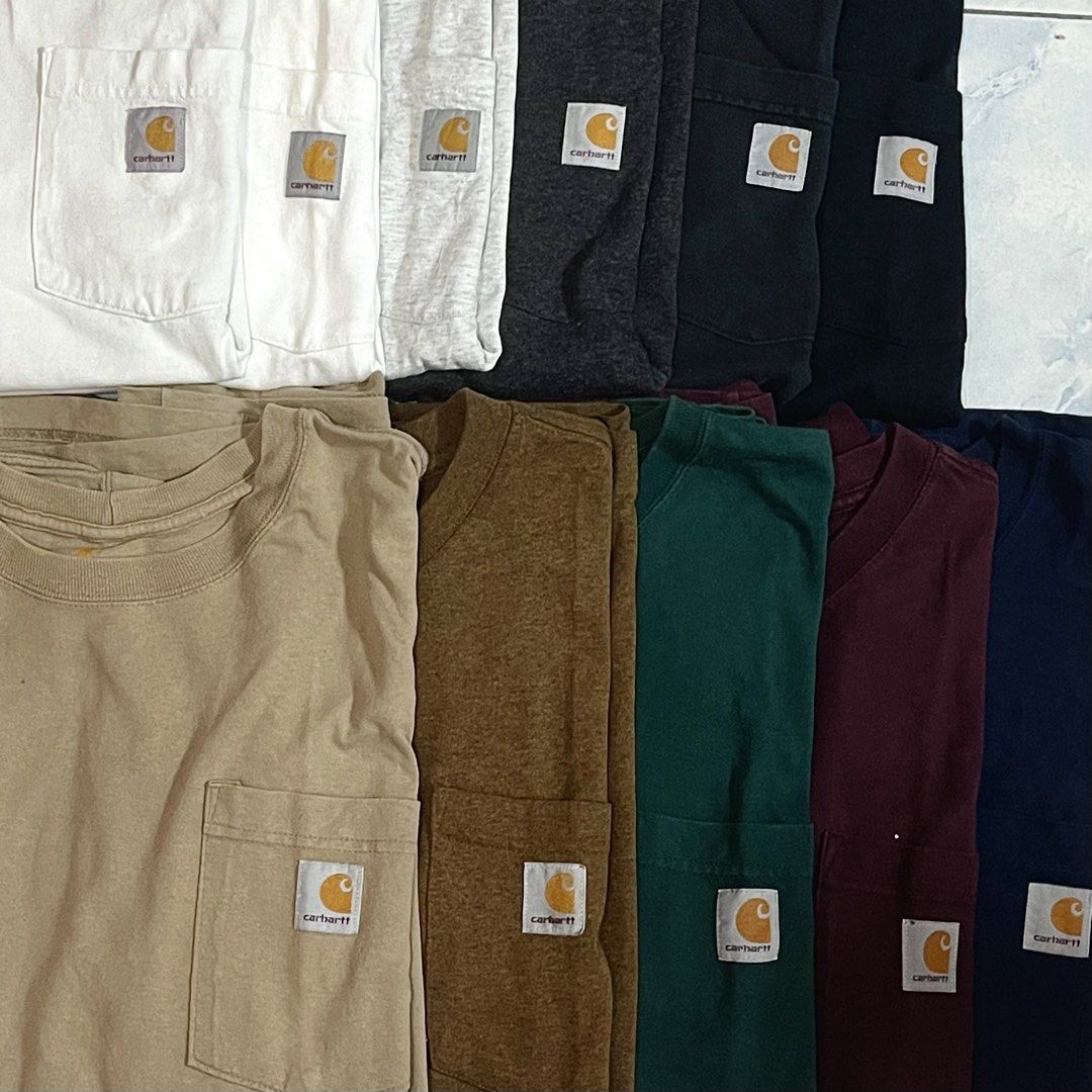 CARHARTT size LARGE on tag (Personal Collection) (Category: Tshirts & Polo Shirts ) located in Baybay. Submitted by ddenz.el (Listing ID 1467999241, Image 2). Description: CARHARTT size LARGE on tag (Personal Collection) Letting go for the right price 8,800 as PACK for 11 Pieces ALL LARGE ON TALL (No tall, No Alter) 2 white 1 gray 1 charcoal 2 black (one is buttoned) 1 dessert 1 oak brown 1 hunter green 1 maroon 1 navy blue CAN SHIP Slightly NEGO