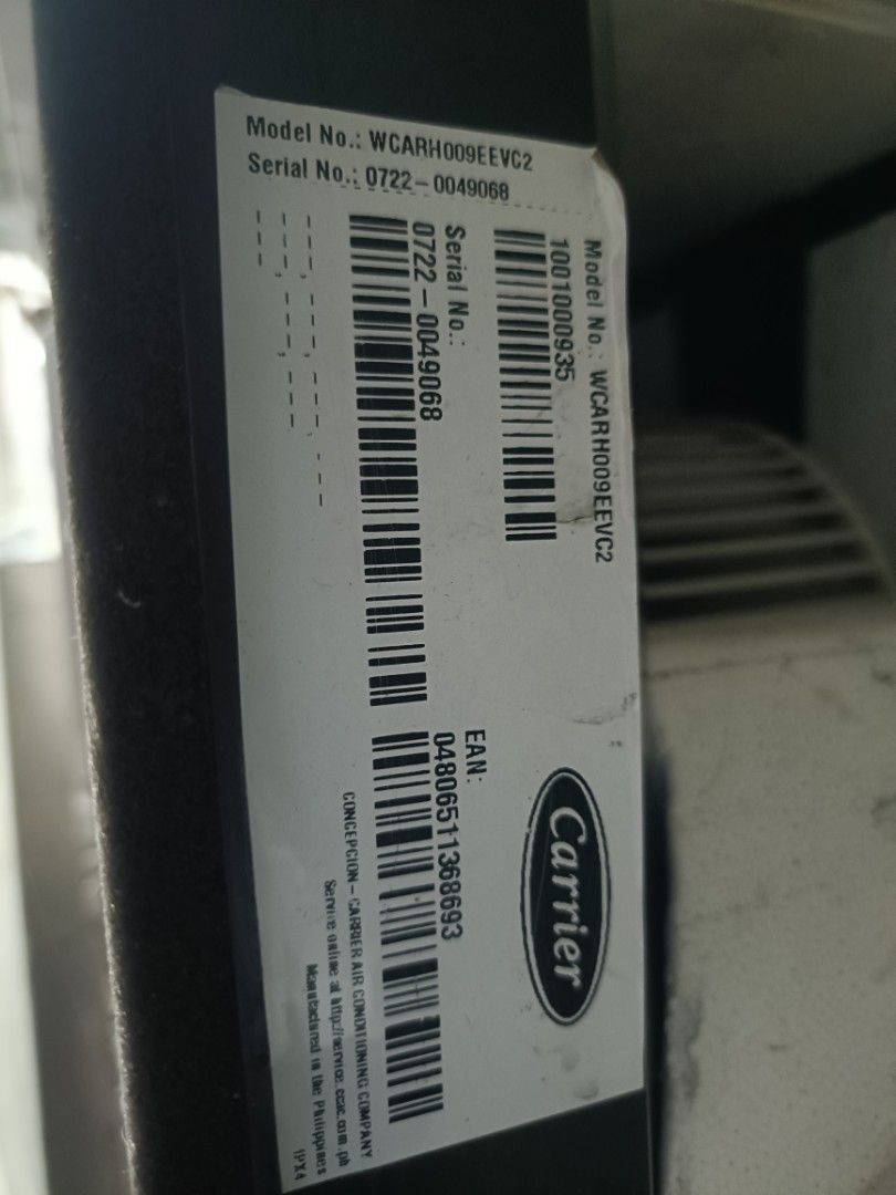 CARRIER 1HP FULLY INVERTER COMPACT SIZE (Category: Air Conditioning and Heating) located in Manila. Submitted by luckywindow.aircon02 (Listing ID 1467914549, Image 3). Description: 1HP CARRIER BRAND INVERTER WITH REMOTE GOOD CONDITION READY TO USE NO HIDDEN ISSUE NO REPAIR HISTORY NEWLY CLEAN SLIGHTLY USE WITH REMOTE CASH ON DELIVERY FREE DELIVERY WITH WARRANTY PM LANG PO KAYO SALAMAT.