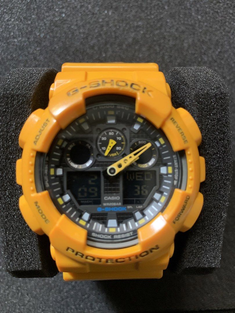 Casio G-Shock GA-100 Watch (Category: Men's Watches) located in Taytay. Submitted by tropamon_tcg (Listing ID 1467915900, Image 1). Description: Authentic G-Shock Watch GA-100 AKA Bumble Bee All original watch. Brand new battery installed. All buttons and functions working. Please manage expectations. This is a a used item. No warranty. No returns. Open to offers. Location: Taytay, Rizal.