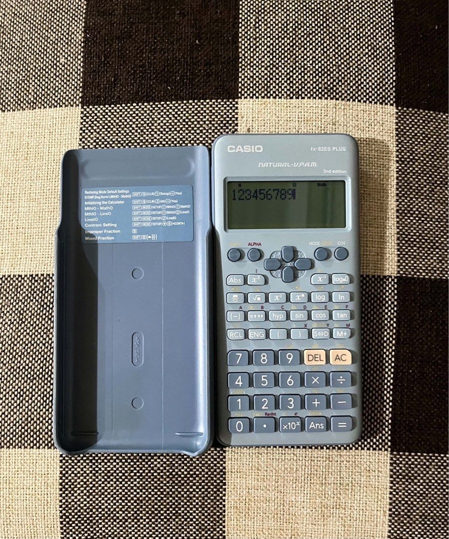Casio Scientific Calculator (fx-82ES PLUS) (Category: Stationery & School Supplies) located in Caloocan City. Submitted by lovedbyzee (Listing ID 1467878788, Image 2). Description: ₊˚⊹♡ ➔ Authentic Casio Scientific Calculator ₊˚⊹♡ ➔ fx-82ES PLUS in Blue ₊˚⊹♡ ➔ Features 252 built-in functions, Natural Textbook Display (Natural-V.P.A.M.), and a high-resolution dot-matrix screen. ₊˚⊹♡ ➔ Condition: Excellent preloved condition—fully functional and we