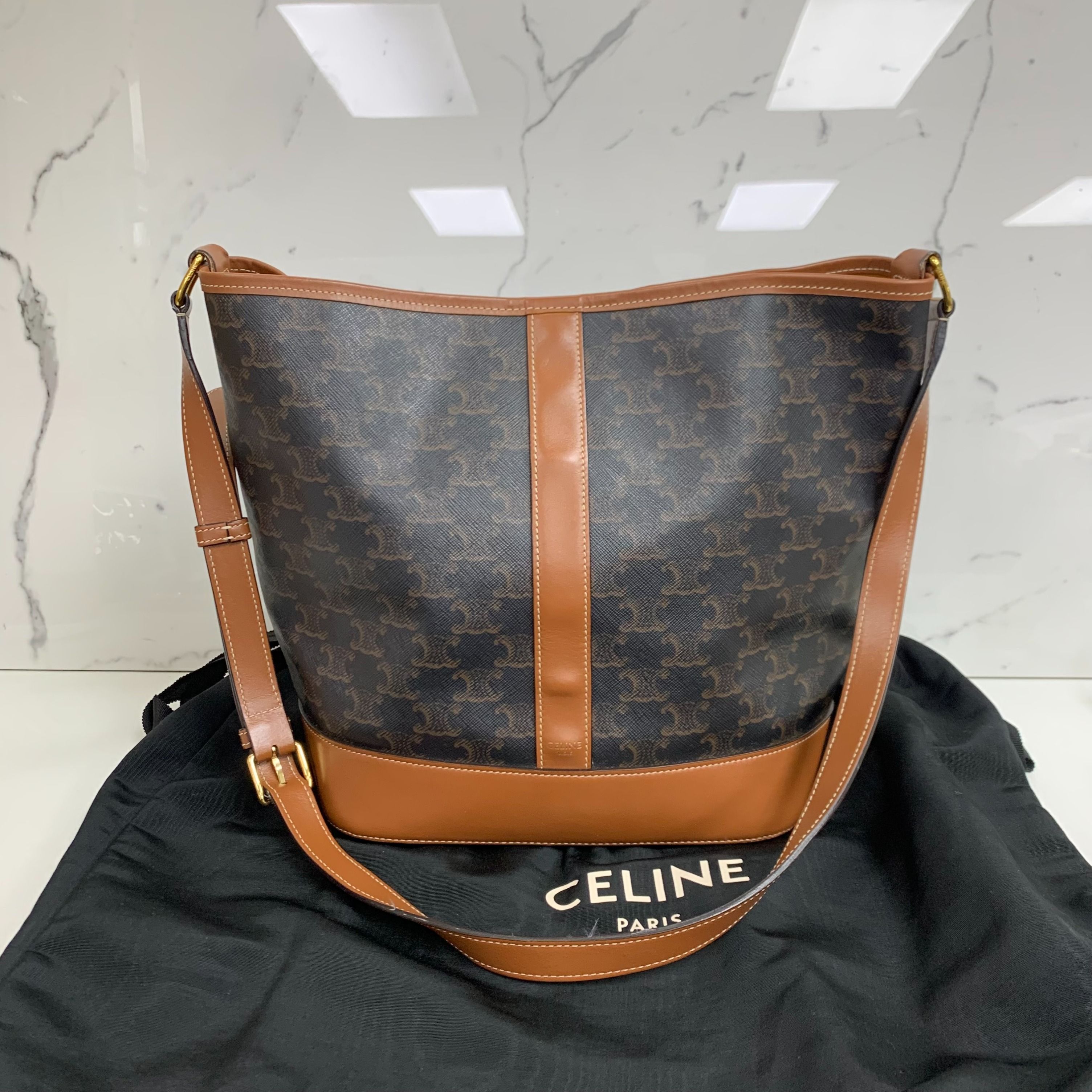 CELINE TRIOMPHE BUCKET SHOULDER BAG 26******9 JF, Luxury, Bags ...