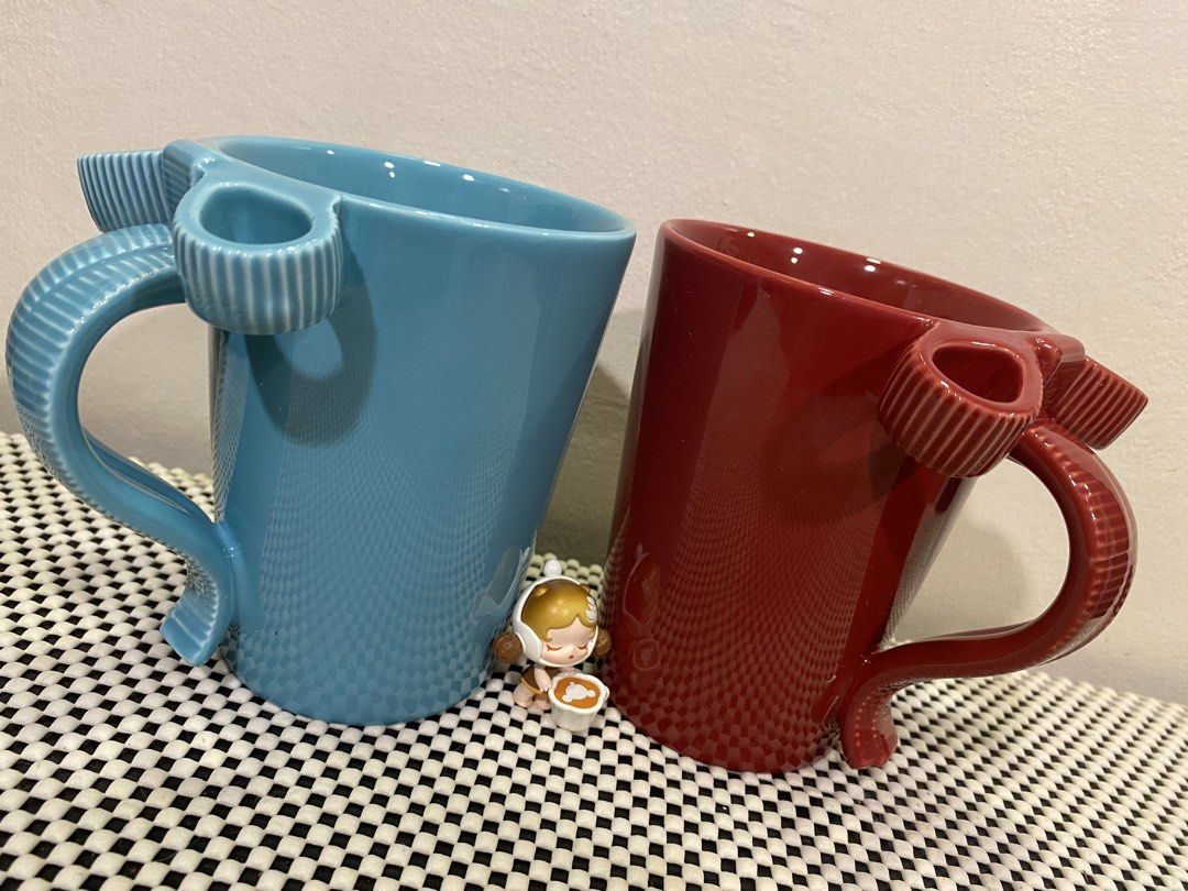 Ceramic Ribbon Mugs Blue and Red (Category: Coffee & Tea Tableware) located in Cainta. Submitted by lilxbigloveplayhouse (Listing ID 1467847405, Image 1). Description: - 380php each - Available to buy individually or as set.