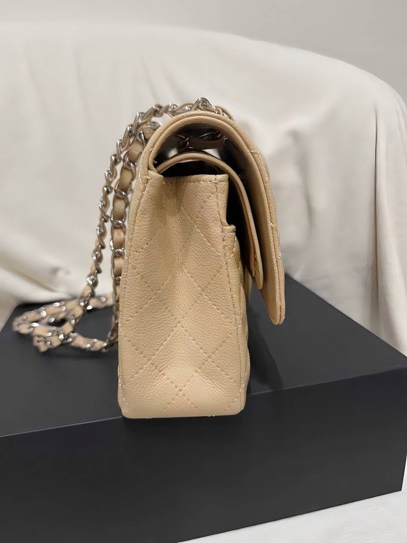 Chanel Classic Double Flap Beige (Category: Luxury Bags & Wallets) located in Las Pinas. Submitted by moonlaight (Listing ID 1468040773, Image 2). Description: Condition: Almost brand new Size: Medium (about 25cm) Comes with box and dust bag!.