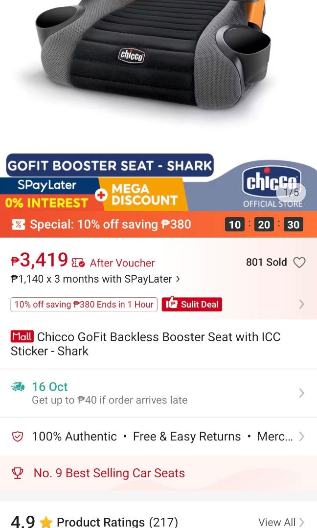 CHICCO GOFIT BOOSTER CARSEAT (Category: Car Seats) located in Manila. Submitted by dkt_online (Listing ID 1467885001, Image 3). Description: .