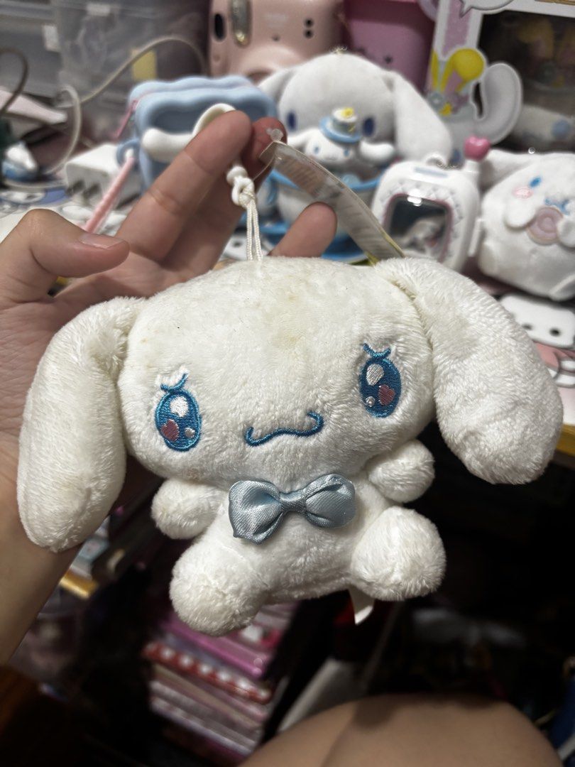 Cinnamoroll set see info below (Category: Designer & Blind Box Toys) located in Manila. Submitted by nagusamero (Listing ID 1467942347, Image 3). Description: Strictly no lowballing 📌 all authentic 📌 working lights cinna tamagotchi 📌 all from blindboxes and gacha bandai 📌 with freebie mini cinna from blind pack 📌 cinna large bling have stain but washable .