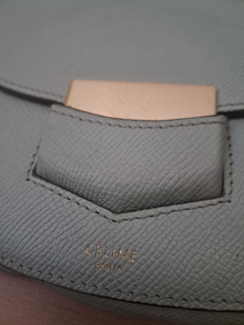 Céline Trotteur (Category: Cross-body Bags) located in Muntinlupa City. Submitted by msshoppingera (Listing ID 1467908682, Image 2). Description: Céline Trotteur crossbody bag by Phoebe Philo. Light green colour. No peeling, no scuffings, no stickiness, no foul smell. Width:7.5 in Height:7.5 in Depth:2 in **Nöt gûaränŧèěđ ąůťĥëŉŧīç All items are available unless marked as sold. Payment first before shipping. Shipping fees will be paid by the buye