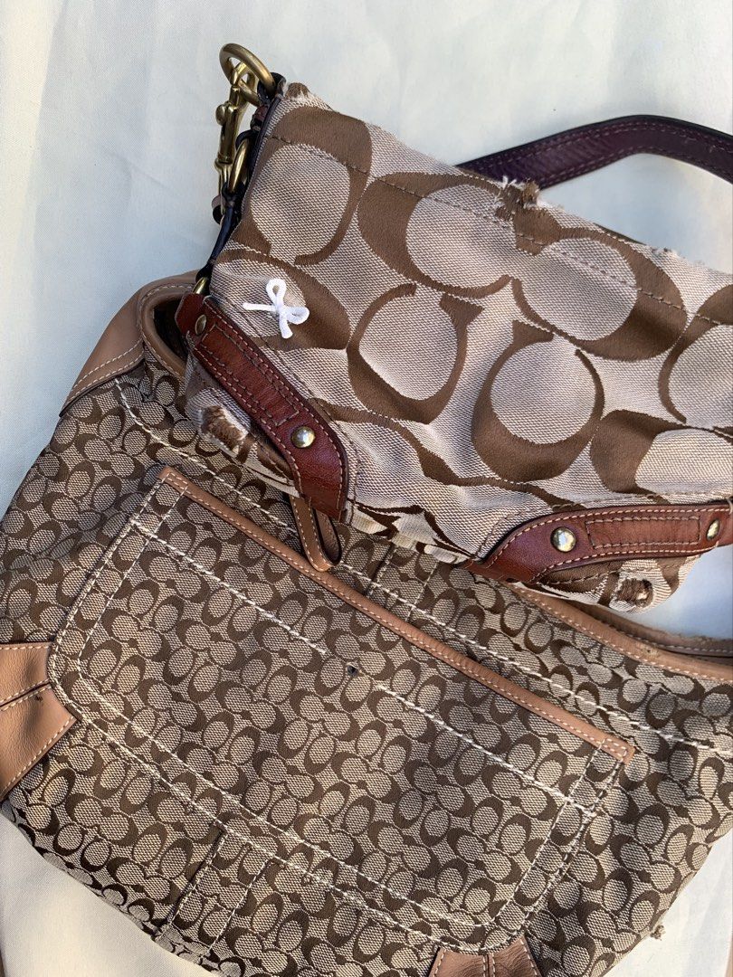 Coach Bag (Category: Shoulder Bags) located in Bayombong. Submitted by declutterbyriri (Listing ID 1467907718, Image 1). Description: SOLD AS SET!!! Coach Ergo - minimal stain - needs clean - missing centerpiece (yung medallion coach idk its name) - may parang nangatngat sa leather - no watermarks (like new pa talaga) Carly - tear, common issue sa carly - need wash.