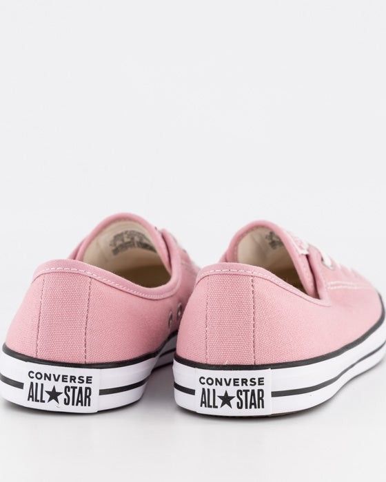 Converse All Star Chuck Taylor Ballet slip (Category: Sneakers) located in Juban. Submitted by cosmicfire.40794b (Listing ID 1468053244, Image 3). Description: Converse All Star low top sneakers in a dusty pink canvas colorway. White rubber toe cap and midsole with black piping details. White lace-up front with metal eyelets. Classic brown diamond tread rubber outsole. Clean interior lining with branded heel patch. Great casual everyday footwear 