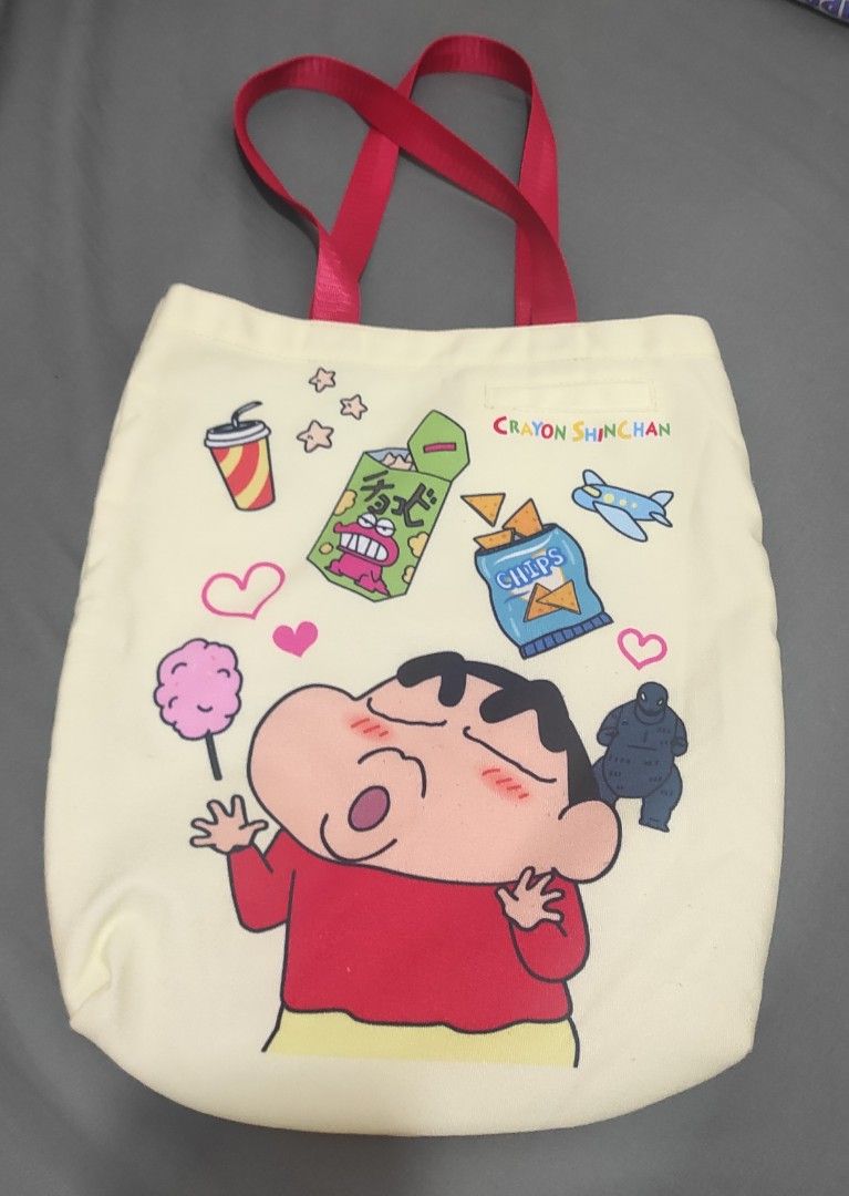 Crayon Shinchan Tote bag (Category: Everything Else Others) located in San Pablo. Submitted by macmaiamax (Listing ID 1468010151, Image 1). Description: Crayon Shinchan Tote bag with front and back design with small pocket. Used only once RFS: I thought my kids would love Shinchan Php 500 only plus shipping fee J&T delivery.