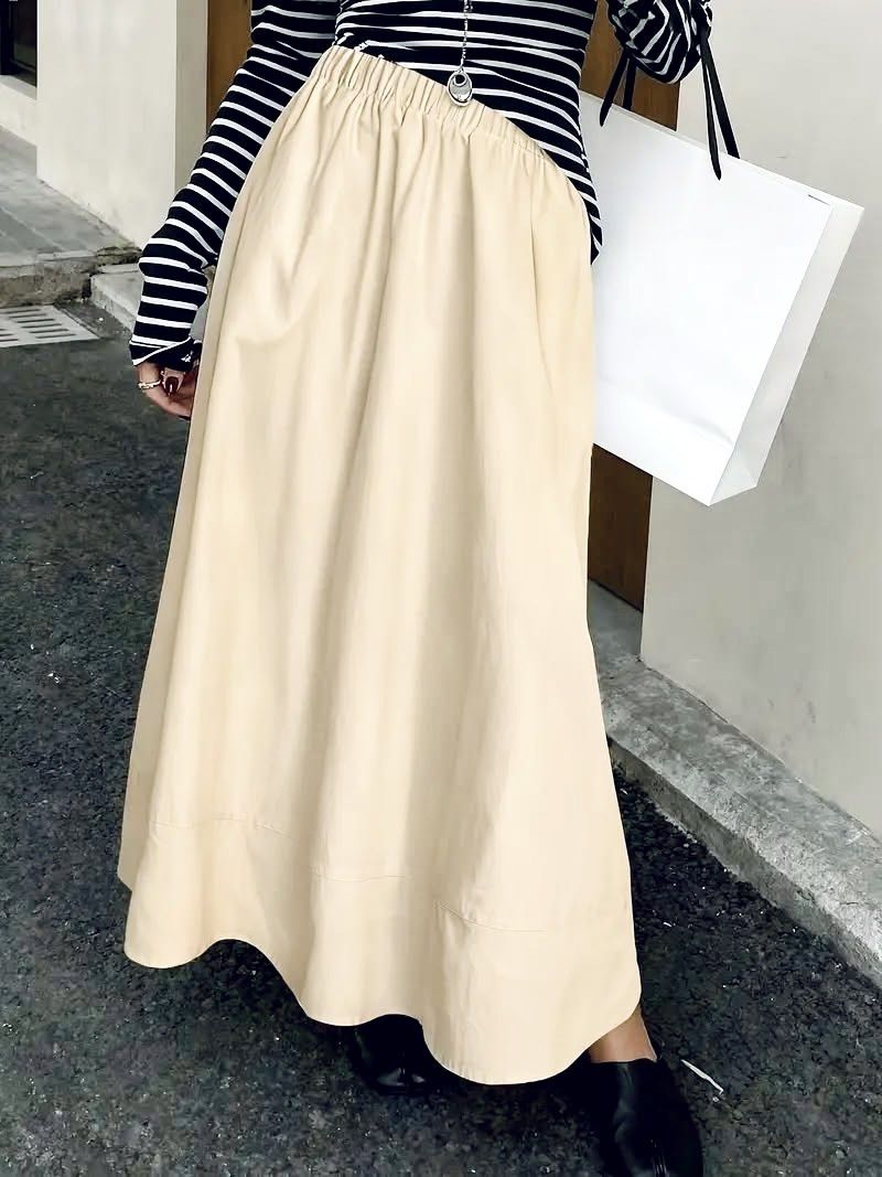 Cream Midi Skirt with Side Slit (Category: Skirts) located in Bacoor. Submitted by krisery (Listing ID 1467953815, Image 1). Description: - Color: Cream/Light Beige - Style: Midi length withSide Slit - Waist: 24-29 inch (stretchable) - Length: 33 inch - Bottom Wide: 36 inch (flat-lay) - With Elastic Waist Band - Material: Soft, flowy fabric - Condition: 10/10 - No Damage.
