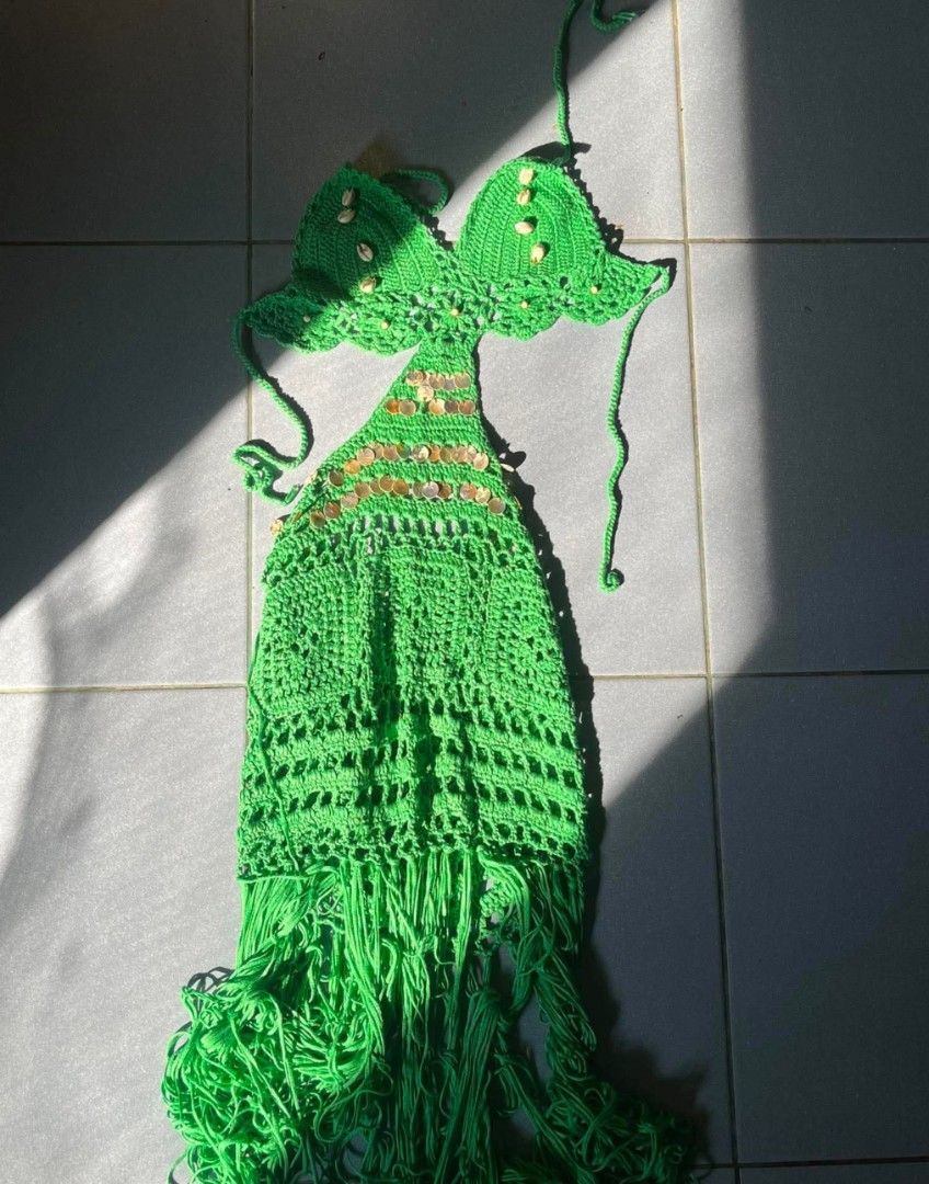 Crochet Dress w sequence and shells (Category: Dresses) located in San Pedro. Submitted by lavendear_ (Listing ID 1467985442, Image 1). Description: mop: gcash mod: jnt / lalamove message me thru X or IG for ww pm for more details.