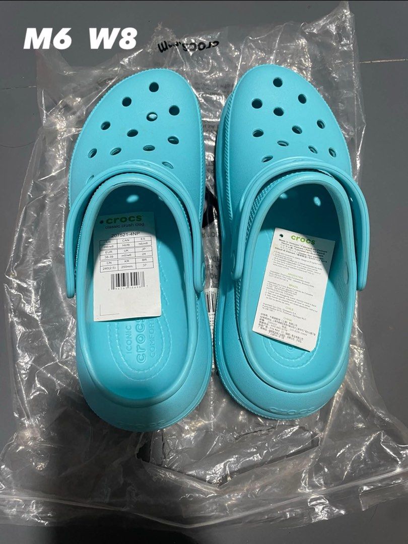 Crocs Classic Crush Clog & Sandals Multiple Colors Sizes (Category: Slippers and slides) located in Manila. Submitted by superaceeeee (Listing ID 1467881103, Image 2). Description: - Bundle of 3 brand new pairs of Crocs with original tags and plastic packaging - Includes Orange Classic Hiker Clogs, Turquoise Classic Crush Clogs, and Coral Pink Slides - Sizes included: M6/W8 and M7/W9 - Vibrant colorways perfect for casual daily wear or outdoor ad