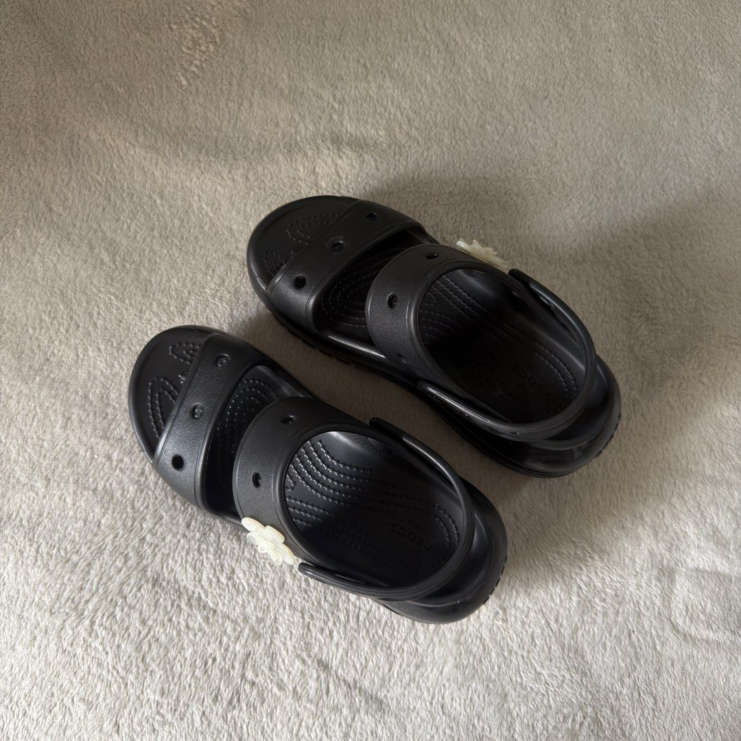 Crocs Women's Bae Sandal | Black (Category: Sandals) located in Quezon City. Submitted by helloherl_ (Listing ID 1467842712, Image 1). Description: W5 M3 Used only once With free flower jibbitz (original) Too high for me.
