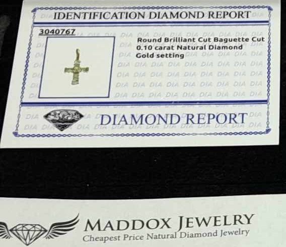 Cross natural diamond necklace (Category: Necklaces) located in Quezon City. Submitted by jptrc (Listing ID 1467927647, Image 2). Description: Bought from maddox 0.10carat natural diamond 18k gold chain With certificate .