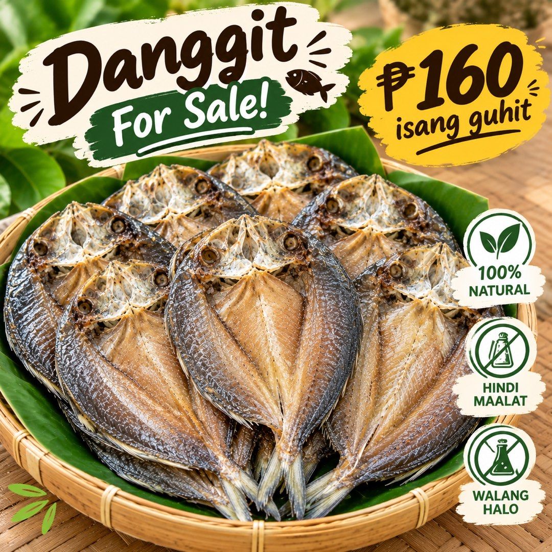 Danggit Dried Fish 100% Natural (Category: Other Food & Drinks) located in Bauan. Submitted by wiseflower.670048 (Listing ID 1467939821, Image 1). Description: Legit na masarap Na danggit😁 all natural walang halo at hindi po maalat🥰❤️ - 100% natural crispy dried danggit, traditional preparation - Freshly sourced with no artificial preservatives or heavy saltiness - Cleanly packed in a basket lined with banana leaves - Perfect breakfast pair for