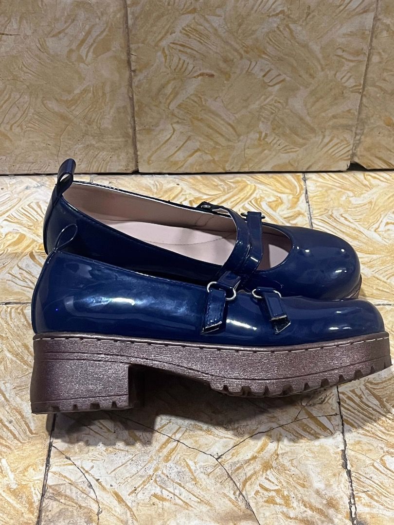 Dark Blue Mary Jane Platform Heels (Category: Heels) located in Cainta. Submitted by supershopaholic1682 (Listing ID 1467981994, Image 3). Description: Cuuutest Mary Janes, with asymmetrical strap design. Minor scuffs and signs of wear, but nothing too noticeable. Size 7 (23in), but can maybe fit size 6-6.5 if you wear socks. 5cm heels RFS: decluttering, only used a few times.