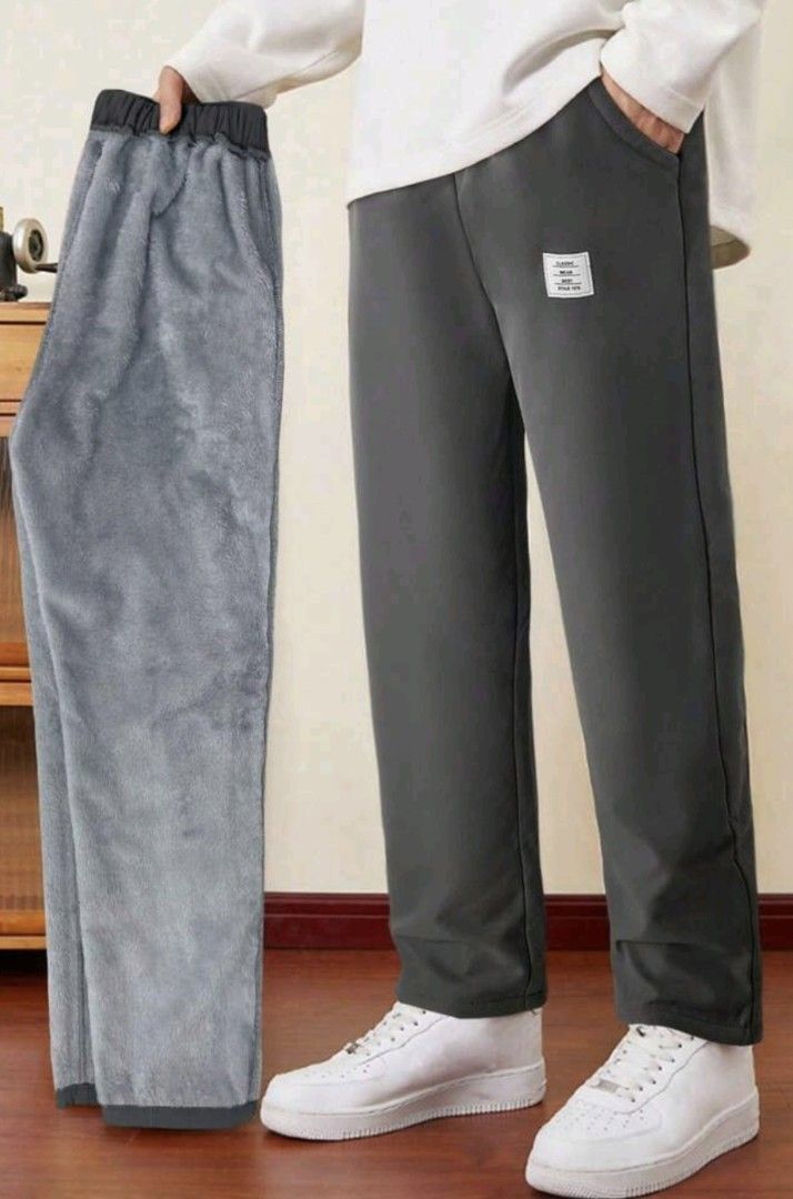 Dark Grey Fleece Lined Winter Sweatpants (Category: Babies & Kids Fashion) located in Imus. Submitted by maggieforce (Listing ID 1467932875, Image 2). Description: - size 10Y in Shein but worn by my 7Y old son (33 to 34 kg) - Color: Dark Grey - Ultra-warm thick fleece lining for cold weather - Elastic waistband with adjustable drawstring - Convenient front pockets - Stylish woven patch label on the front leg - Straight leg fit for maximum comfort