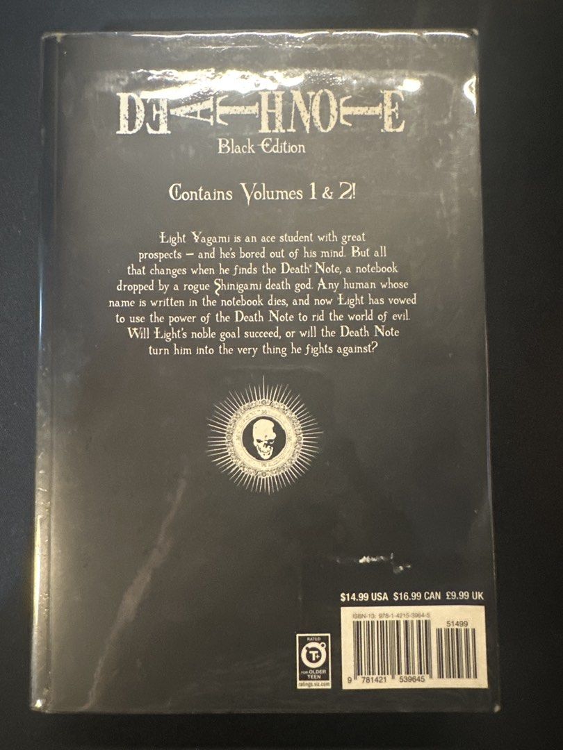Death Note Black Edition Volume 1 Manga (Category: Comics & Manga) located in Pasay City. Submitted by dandeclutter (Listing ID 1467904392, Image 2). Description: - Title: Death Note Black Edition Volume 1 - Contents: Chapters 1 and 2 - Creators: Story by Tsugumi Ohba, Art by Takeshi Obata - Publisher: Viz Media - Age Rating: T+ (Older Teens) - ISBN: 978-1-4215-3964-5 - Perfect starting point for this iconic psychological thriller series! Rfs:; D