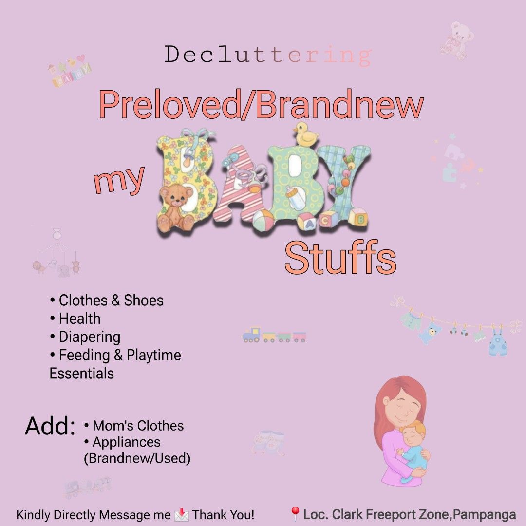 Decluttering My Baby's Preloved 💓 (Category: Weaning & Toddler Feeding) located in Angeles City. Submitted by seika_beautyshop (Listing ID 1467986326, Image 1). Description: Decluttering My Baby's Preloved Items🧸 ♡ Details & Price is on Photo ♡ Reservation should be Payment first ♡ Colors may differ due the lighting please manage your expectations. ♡ No Refund No Exchange No Return policy. MOP: BDO/GCASH/GoTyme 🚛 SHIPPING EXPRESS accepted! upo