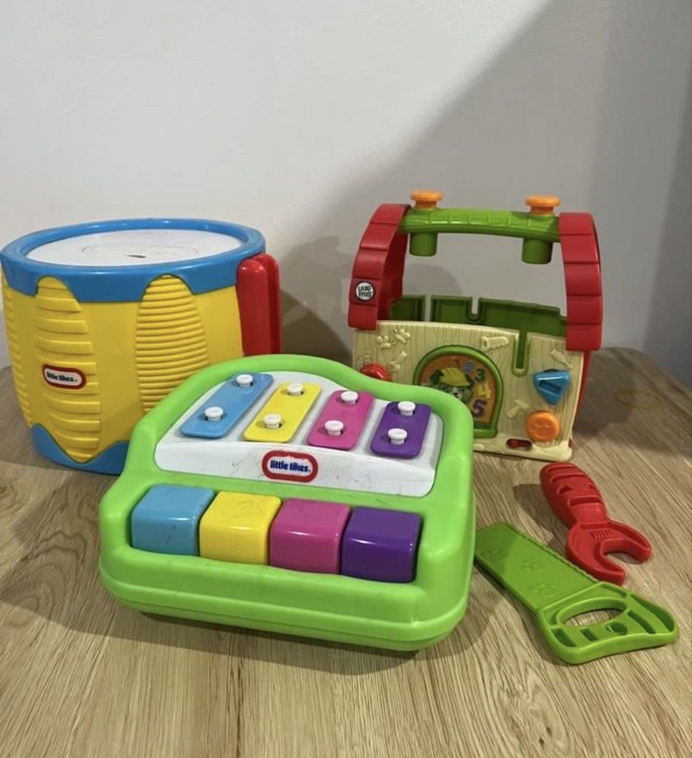 DECLUTTERING SALE! BRANDED TOYS (Category: Infant Playtime) located in Quezon City. Submitted by alexandriarei (Listing ID 1467963181, Image 2). Description: 3 Toys for ONLY ₱500! 🤩 ✨ Little Tikes Tap-a-Tune Drum Est. Brand-New Price: ₱1,250 ✨ Little Tikes Tap-a-Tune Piano Brand-New Price Reference: ₱1,468 ✨ LeapFrog Scout’s Build & Discover Tool Set Est. Original Brand-New Price: ₱1,260 💰 Total Estimated Brand-New Value: ₱4,000 🔥 TAKE ALL FOR
