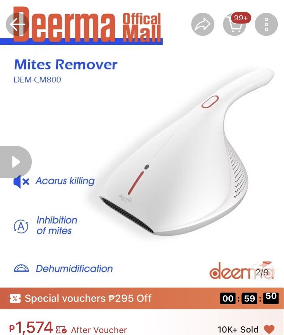 Deerma CM800 Dust Mites Remover (Category: Vacuum Cleaner & Housekeeping) located in Binangonan. Submitted by jeysijane (Listing ID 1467842253, Image 1). Description: Barely used. With box pa. .