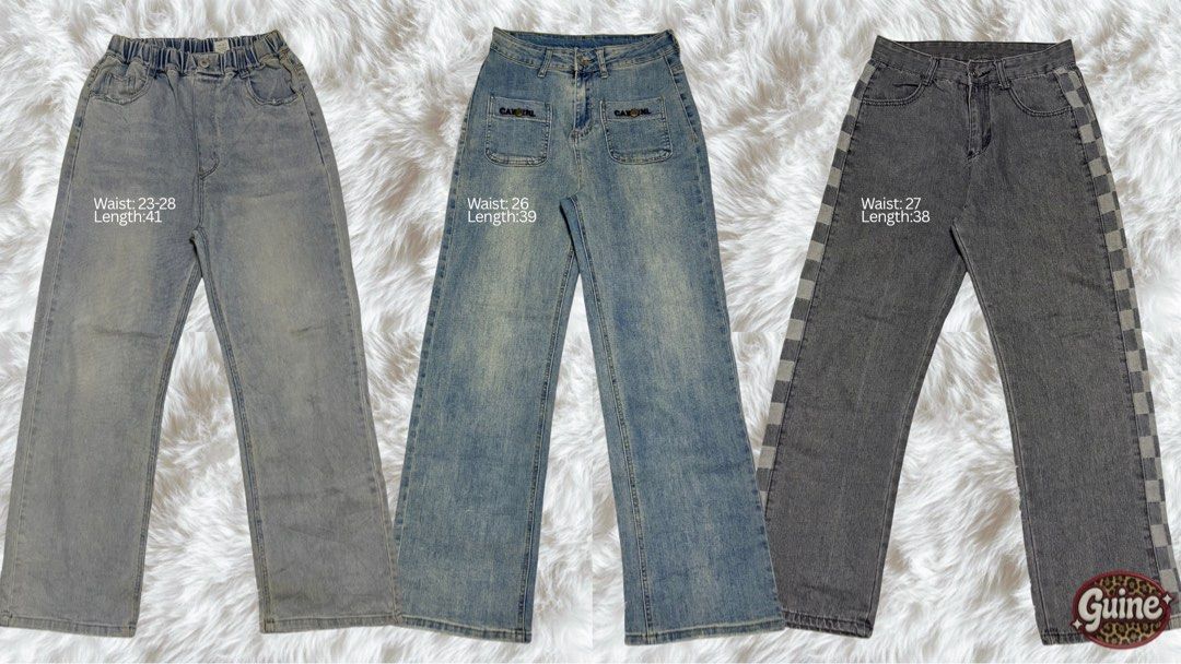 DENIM PANTS BUNDLE (size 26-27) (Category: Jeans) located in Cabuyao City. Submitted by guine_ (Listing ID 1468044722, Image 1). Description: you’ll get 3 pants for only ₱250!! disclaimer: • not for maarte (this is super mura na for 3 pants, most of the bundles have HARD DENIM and quality fabric pants) • some pants have stains but rest assured you will get what is in the posted photo..