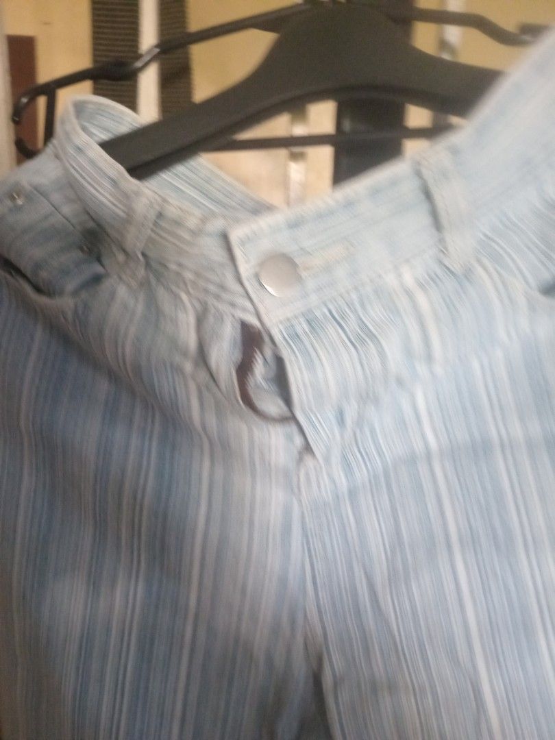 Denim pants with white stripes for your needs (Category: Activewear) located in Manila. Submitted by padillahe35291 (Listing ID 1467914691, Image 2). Description: medium size long denim pants with white stripes.