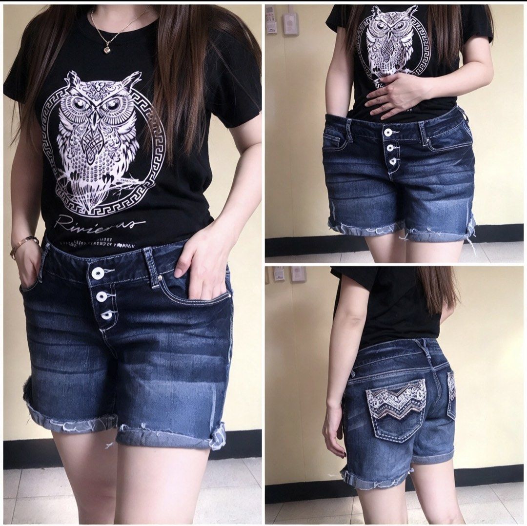 denim stretchy shorts size 32-36 (Category: Shorts) located in Noveleta. Submitted by prelovedmylabs (Listing ID 1467875693, Image 1). Description: in excellent condition.
